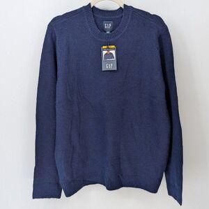 NEW‎ GAP $79 Dark Blue Medium Crew Neck Raglan Sleeve Super Soft Sweater